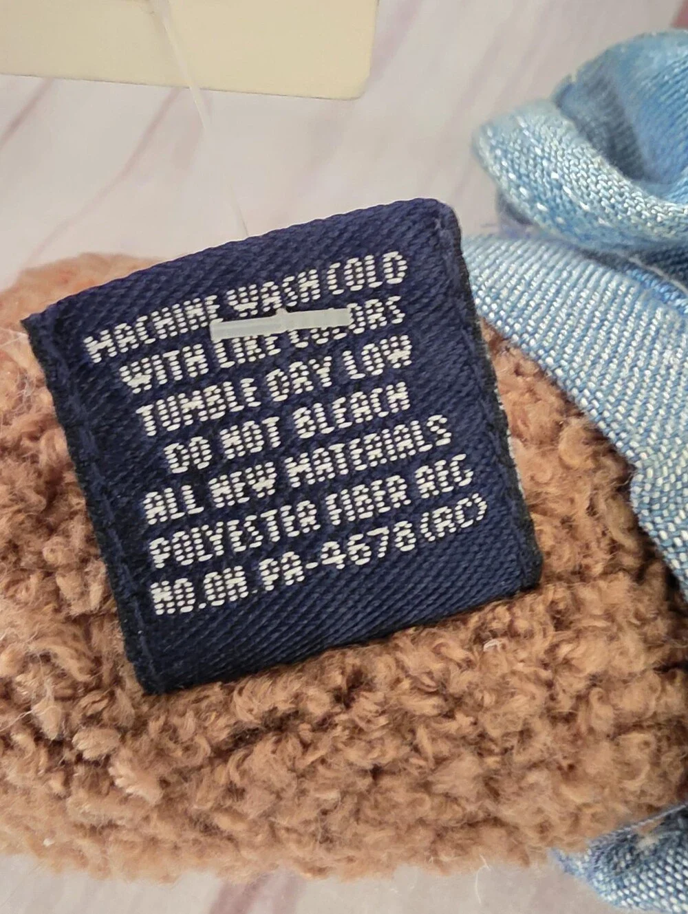 Baby Gap Brannan Teddy Bear Plush Toy Curly Brown Denim Overalls 13 Inch